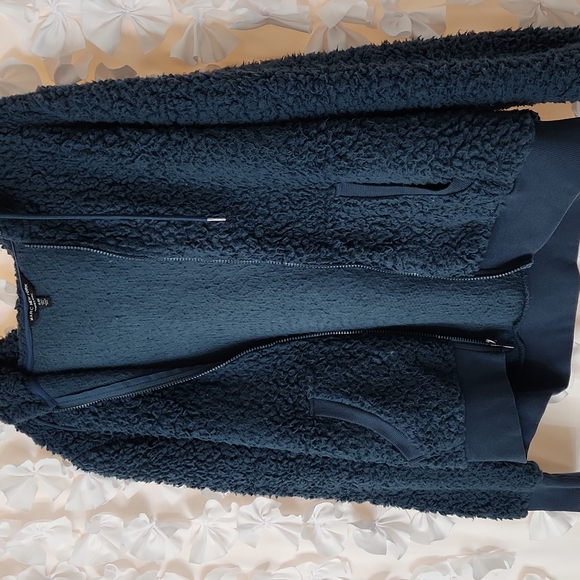 Jacket, Teal Blue/Green Soft, Fuzzy, Teddy Bear 🧸 Hoodie, Zipup, Womens, - Picture 5 of 10